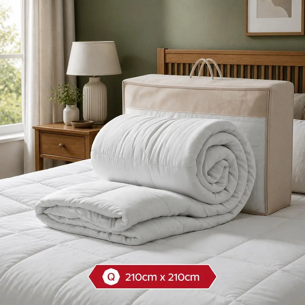 Wool Quilt 500GSM Winter Queen Size Baffle Box Construction White Bedding