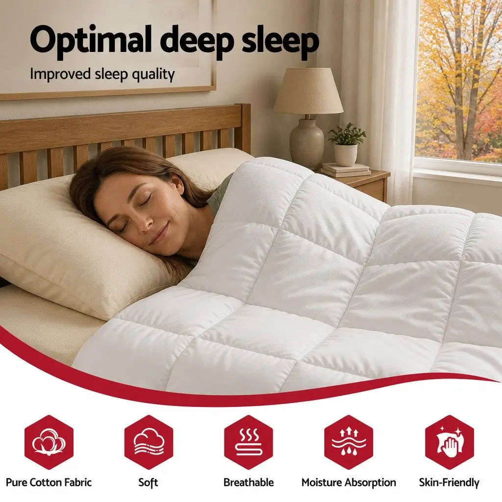 Wool Quilt 500GSM Winter Queen Size Baffle Box Construction White Bedding