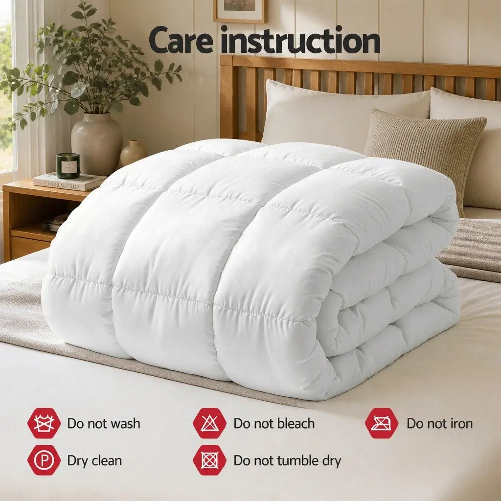 Wool Quilt Super King 800GSM Winter Doona Baffle Box Construction