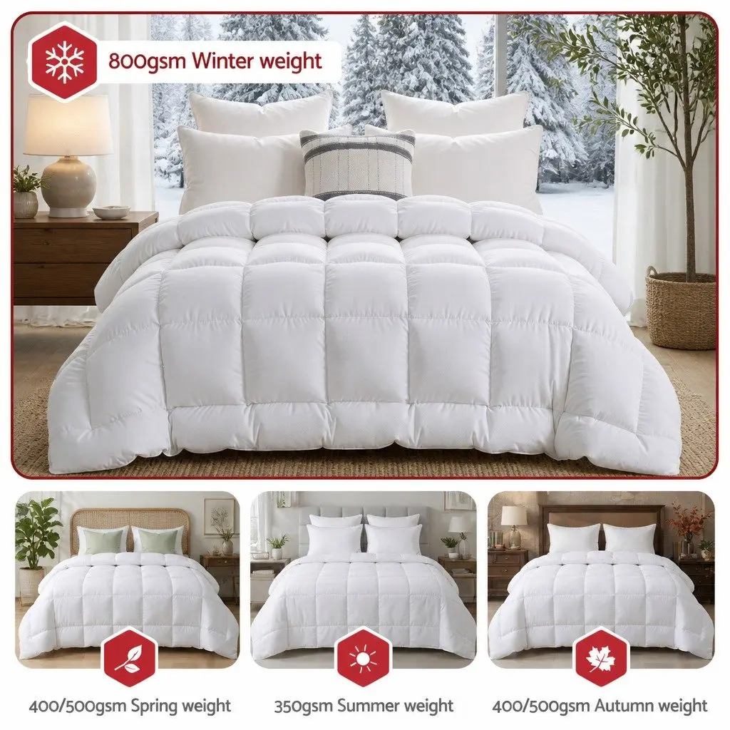 Wool Quilt Super King 800GSM Winter Doona Baffle Box Construction