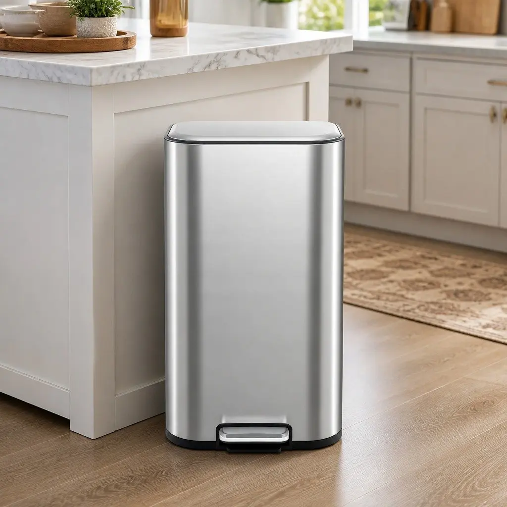 Pedal Bin Steel 40L Kitchen Trash Can Soft Close Lid Removable Bucket