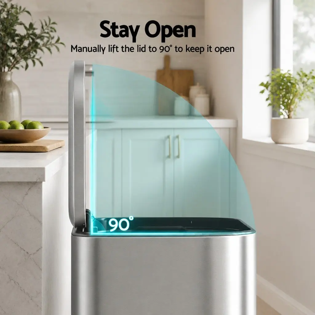 Pedal Bin Steel 40L Kitchen Trash Can Soft Close Lid Removable Bucket