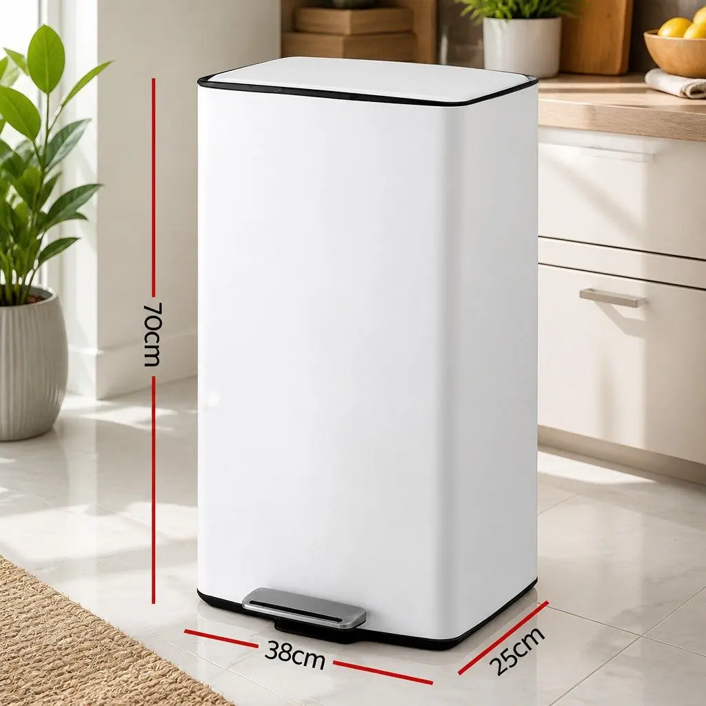 Pedal Bins Hands-Free Soft-Closing 40L Kitchen Trash Can