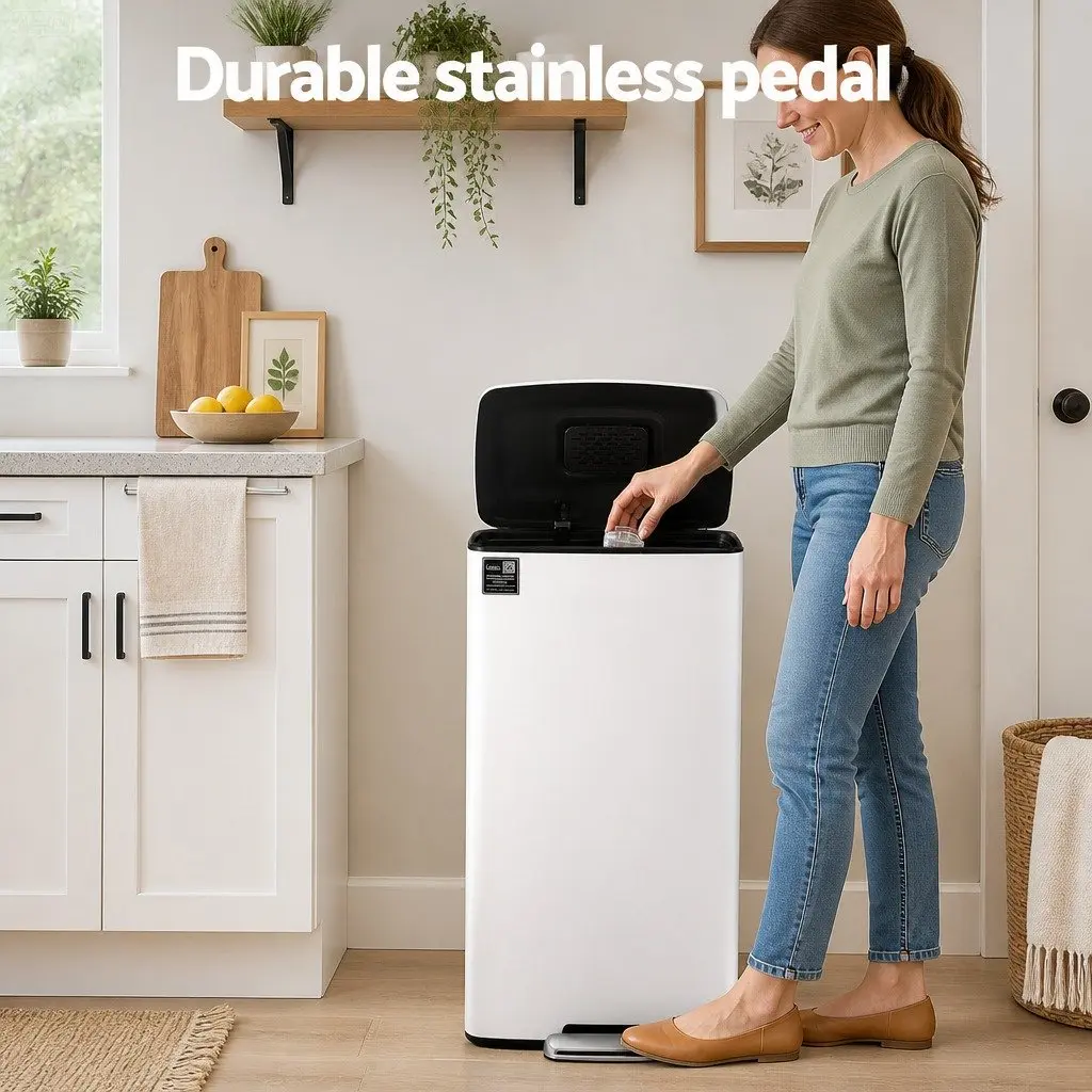 Pedal Bins Hands-Free Soft-Closing 40L Kitchen Trash Can