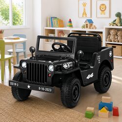 Kids Electric Jeep Ride-On Car - Black Off-Road Adventure
