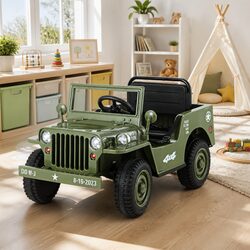 Olive Green Kids Ride On Electric Jeep 12V