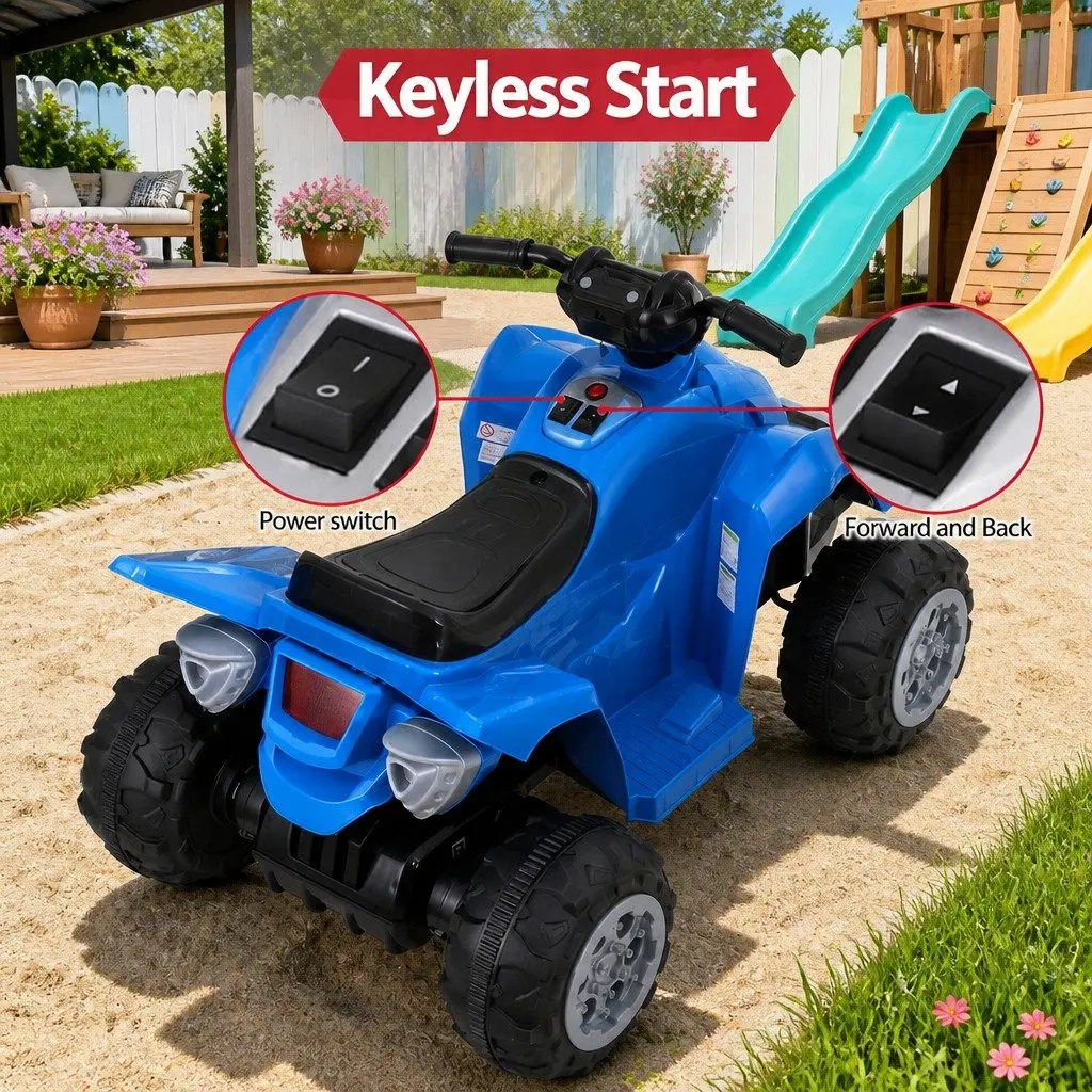 Kids Ride On Car 12V Electric ATV Quad Motorbike Toy Outdoor Blue 3+ Years