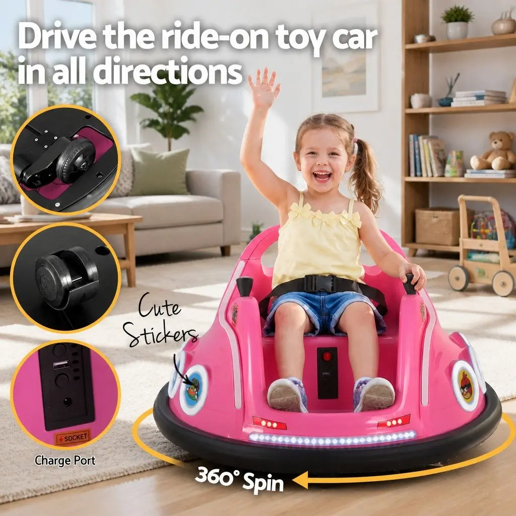 Kids Ride On Bumper Car Electric Toy with Remote Control Manual Joystick 360
