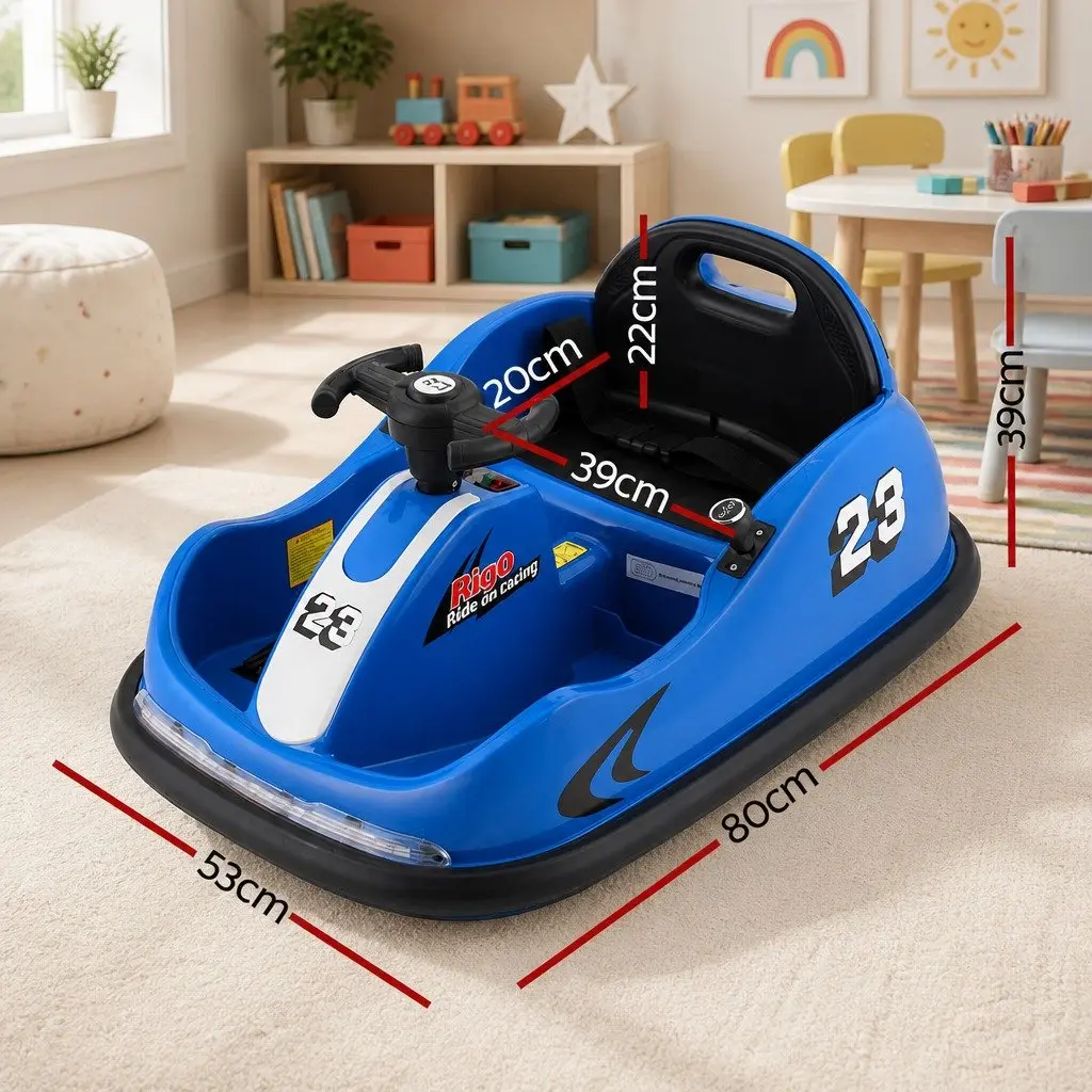 Kids Ride On Bumper Car Electric Toy with Remote Control Steering Wheel Blue 6V