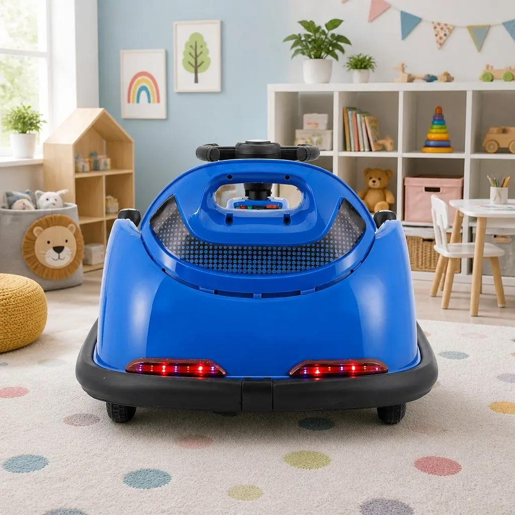 Kids Ride On Bumper Car Electric Toy with Remote Control Steering Wheel Blue 6V