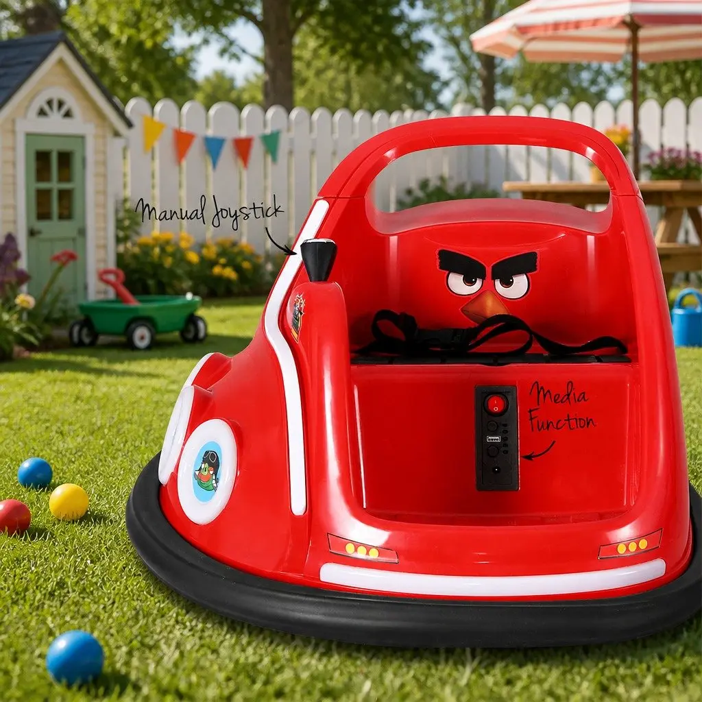 Kids Ride On Bumper Car Electric Joystick Remote Control Red 73cm