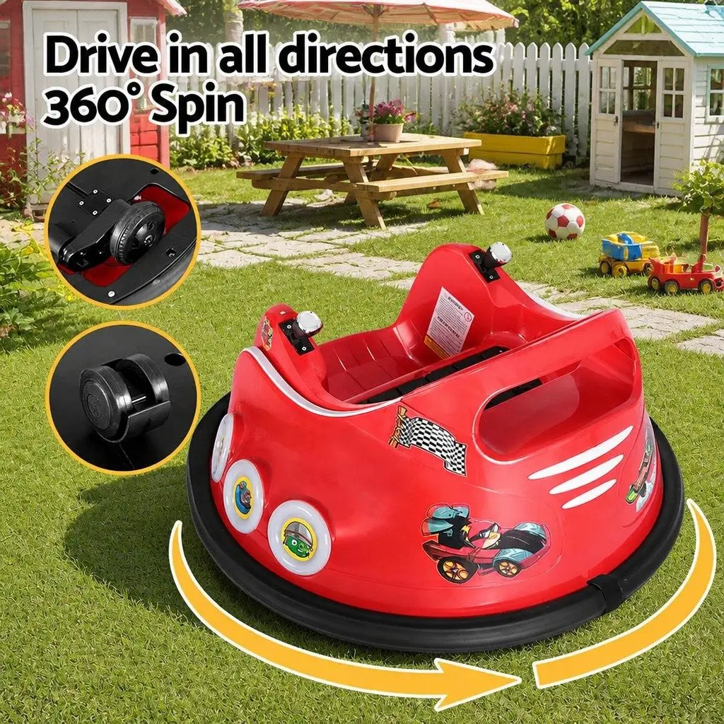 Kids Ride On Bumper Car Electric Joystick Remote Control Red 73cm