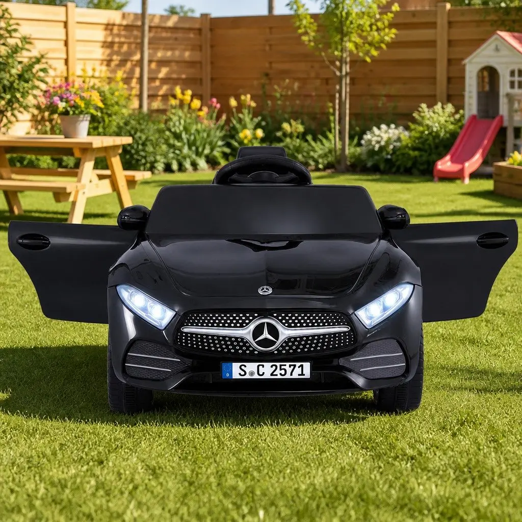 Kids Electric Ride On Car Outdoor Toy Remote Control Music Black 3+ Years