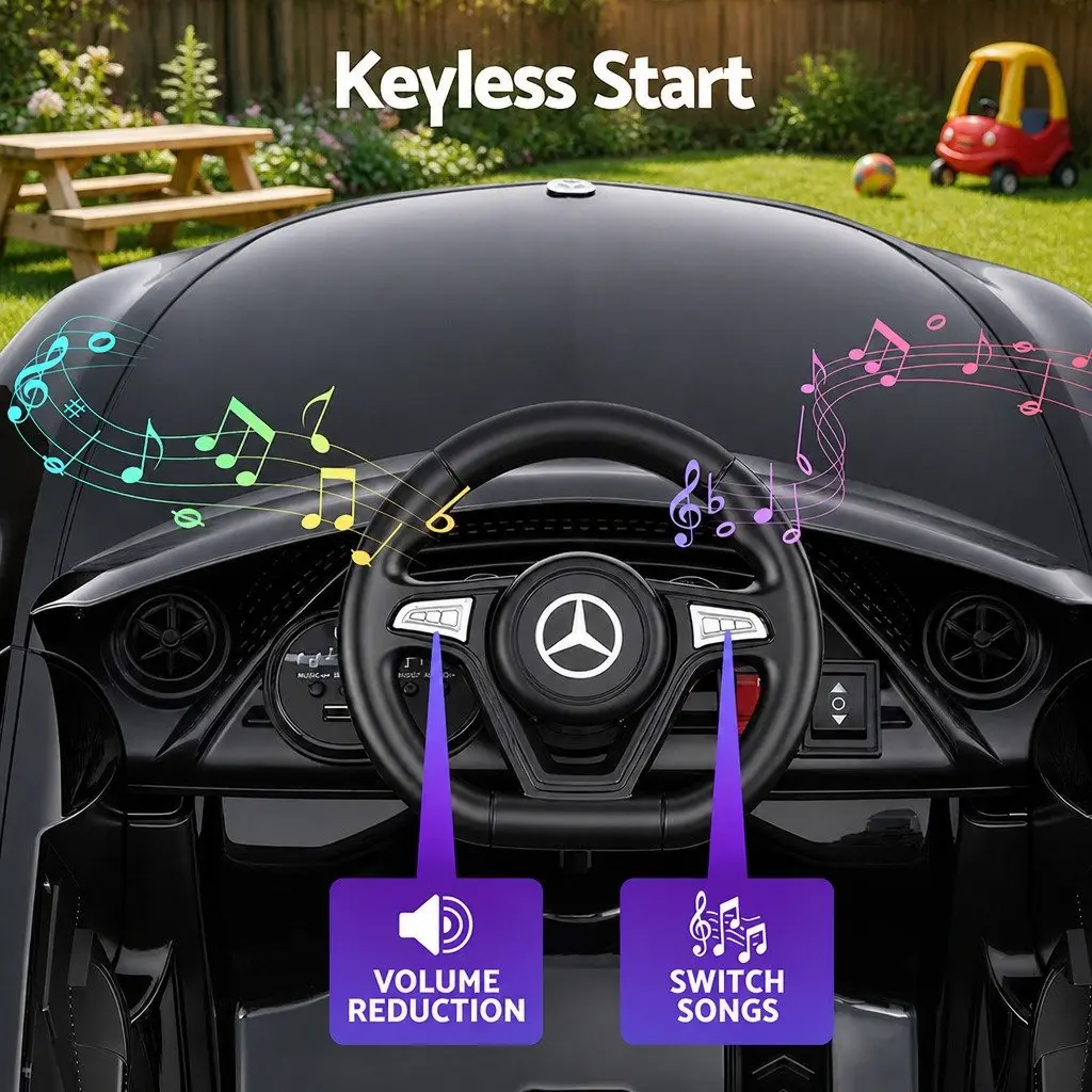 Kids Electric Ride On Car Outdoor Toy Remote Control Music Black 3+ Years