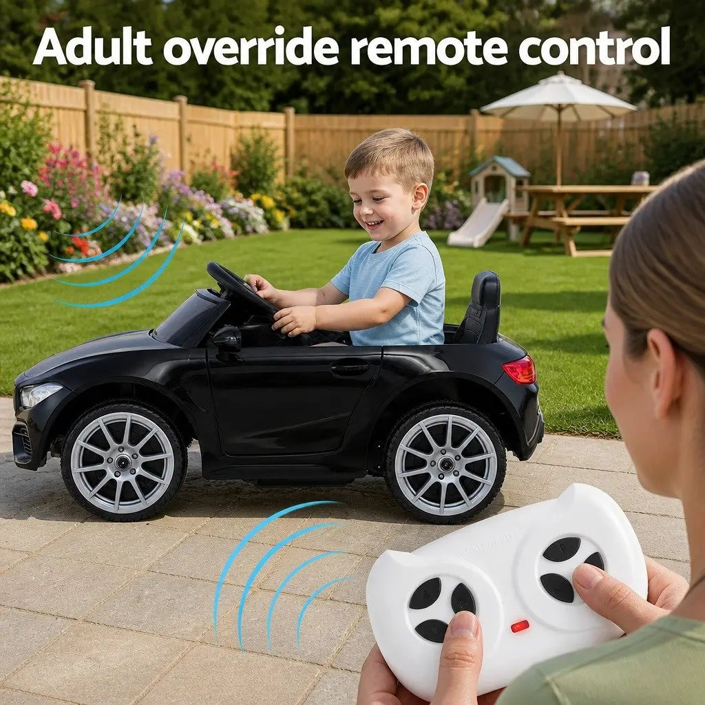 Kids Electric Ride On Car Outdoor Toy Remote Control Music Black 3+ Years
