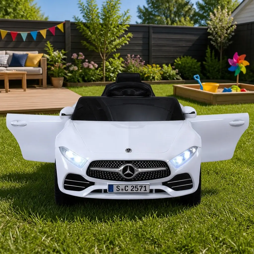 Kids Electric Ride On Car White Music Remote Control Outdoor Toy 3+ Years