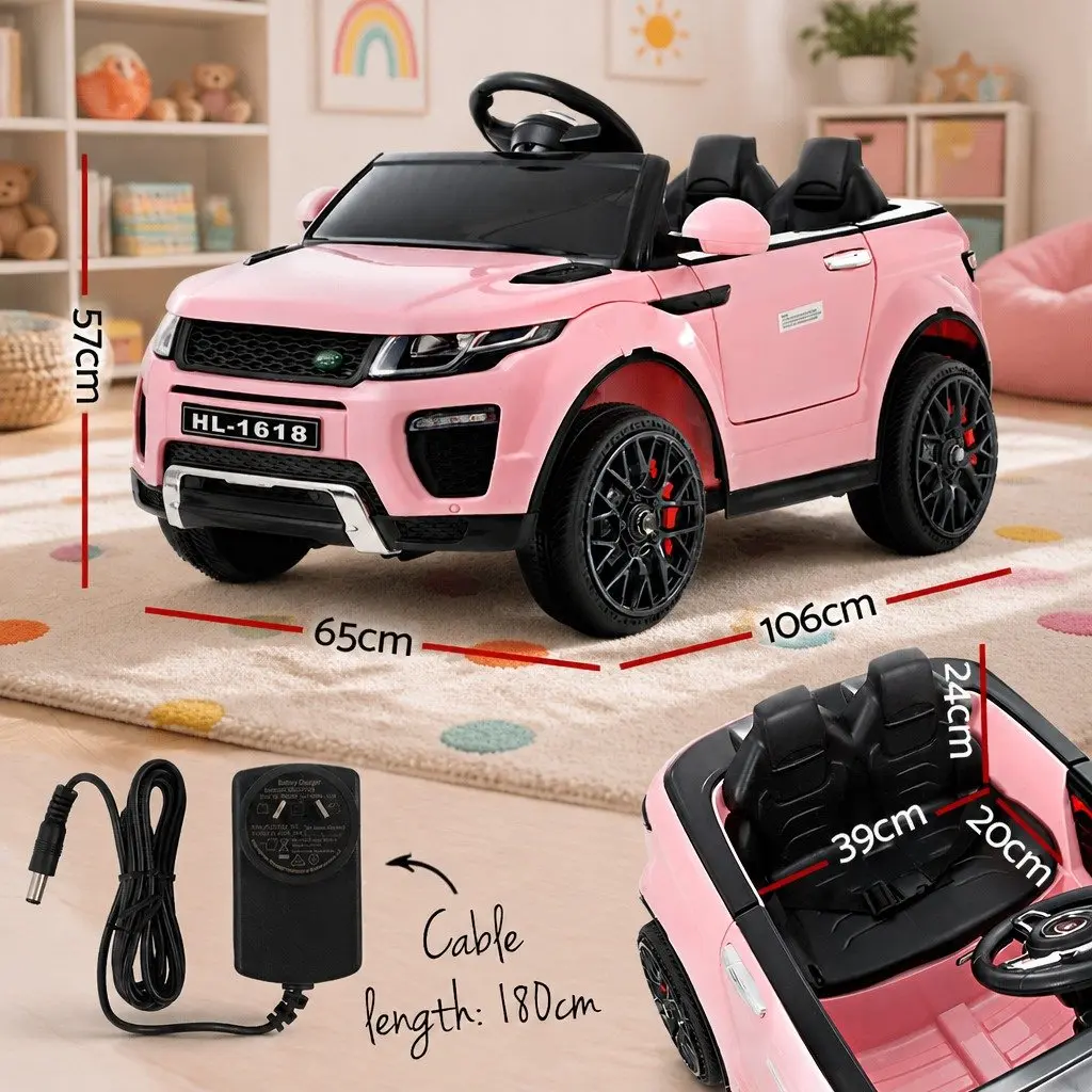 Ride On Car Electric 12V Pink Remote Control with Safety Seat Belt and Twin Motors
