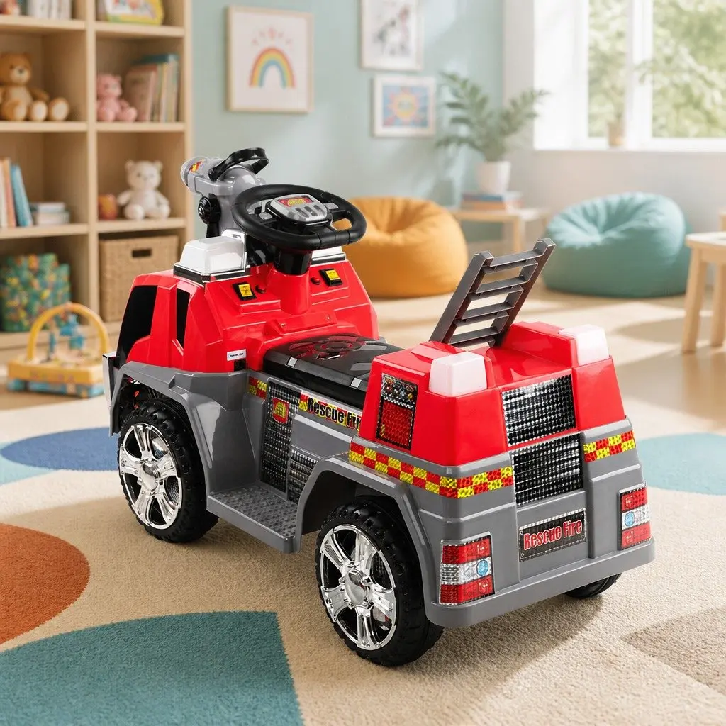 Kids Ride On Fire Truck Electric 6V Battery Powered Red