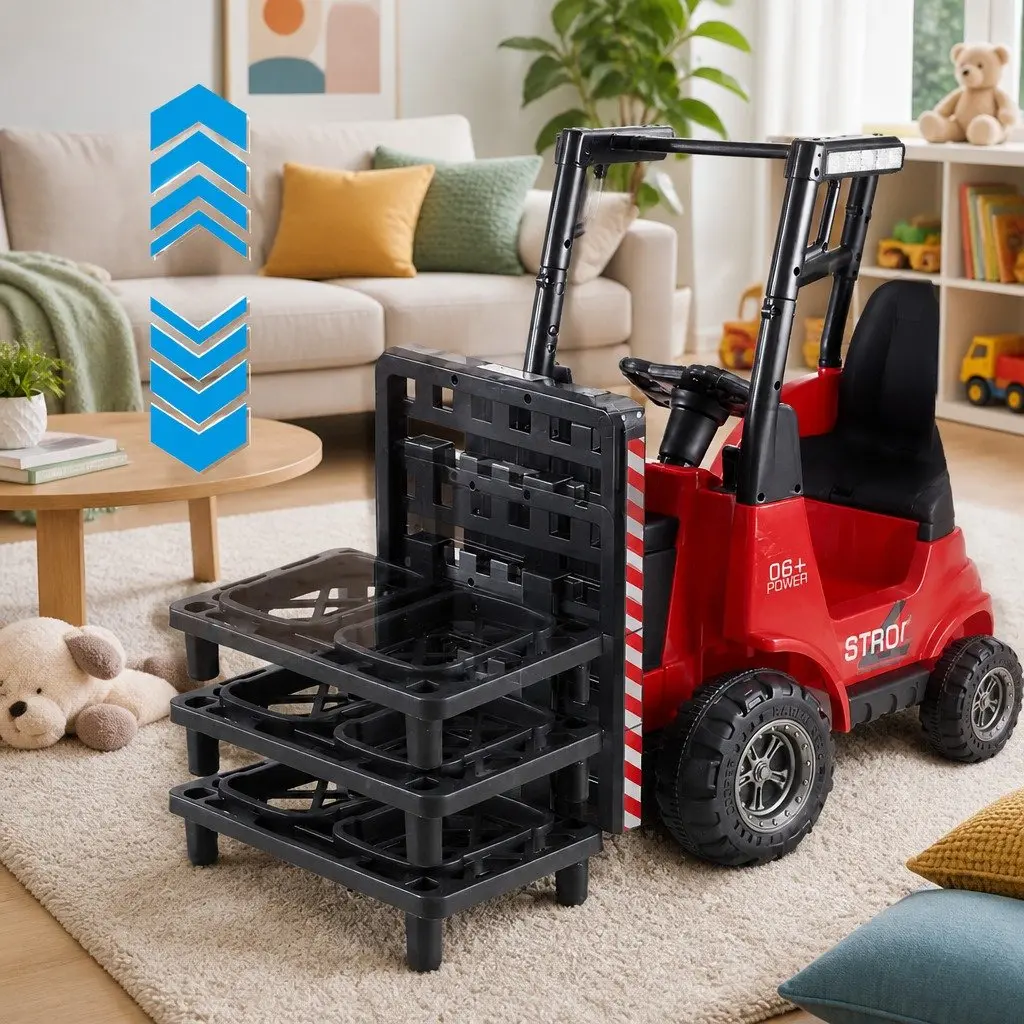 Red Kids Ride On Forklift Loader Toy Car 12V Remote Control with Horn and MP3 Music Capability