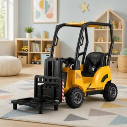 Kids Electric Ride On Forklift Loader 12V Yellow Construction Vehicle Toy Remote