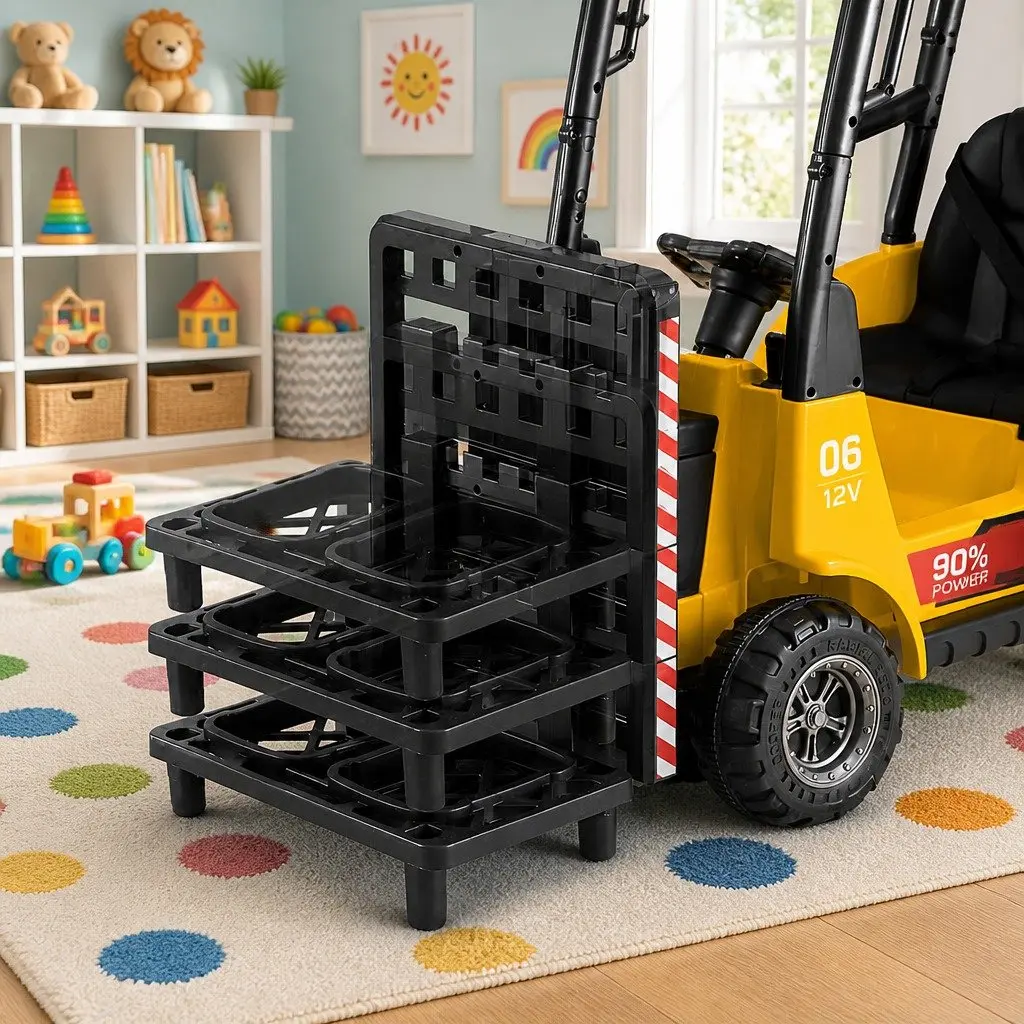 Kids Ride On Forklift Loader Yellow 12V Construction Vehicle Toy
