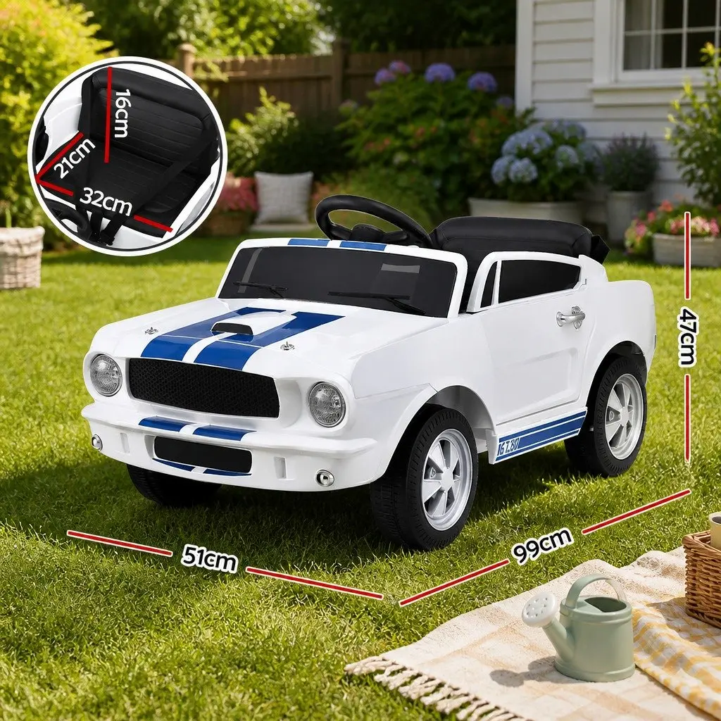 Kids Electric Ride On Car White Outdoor Toy Vehicle Music Horn Remote Control