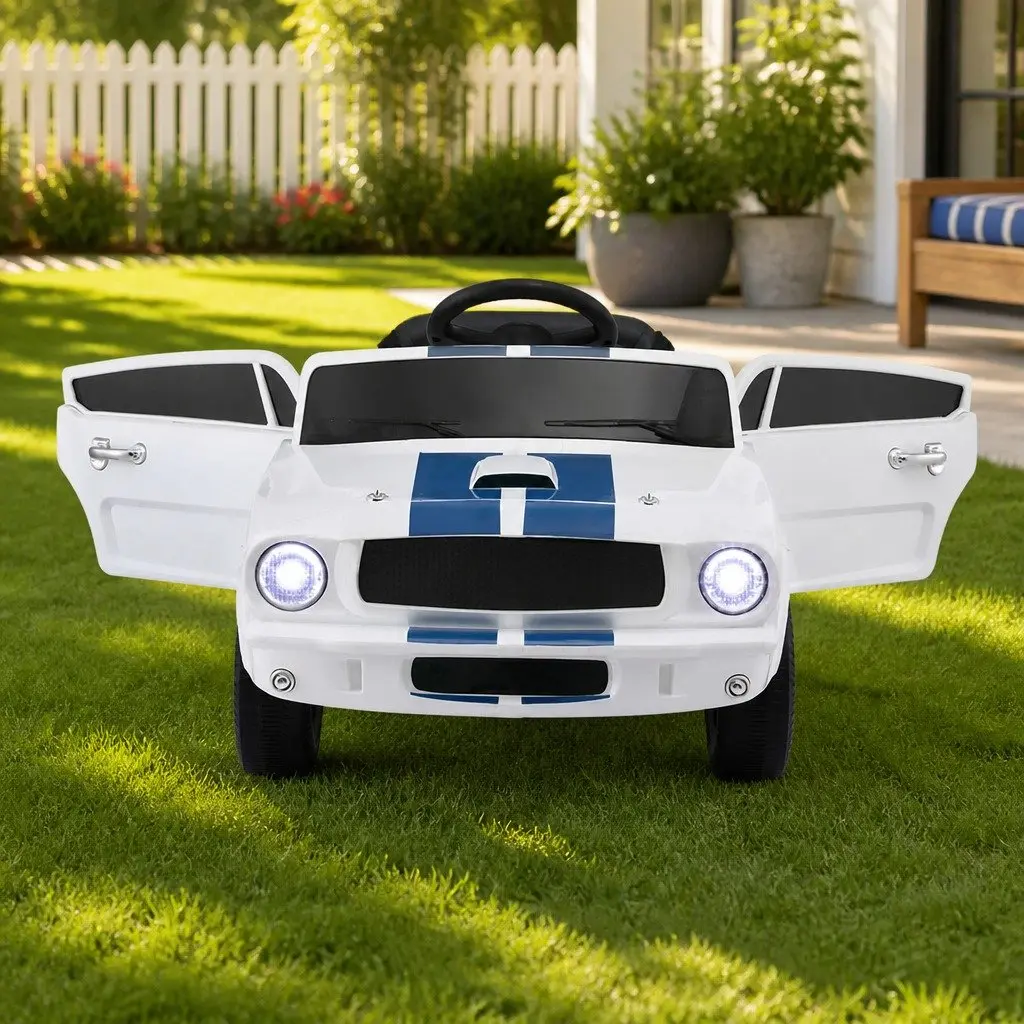 Kids Electric Ride On Car White Outdoor Toy Vehicle Music Horn Remote Control