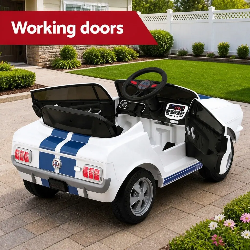 Kids Electric Ride On Car White Outdoor Toy Vehicle Music Horn Remote Control