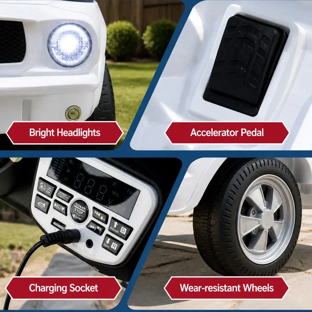 Kids Electric Ride On Car White Outdoor Toy Vehicle Music Horn Remote Control