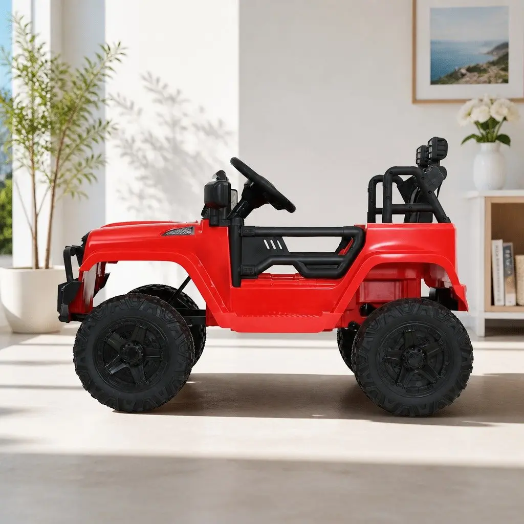 Electric Ride On Jeep Car 12V Red with Remote Control Pedal Steering Wheel