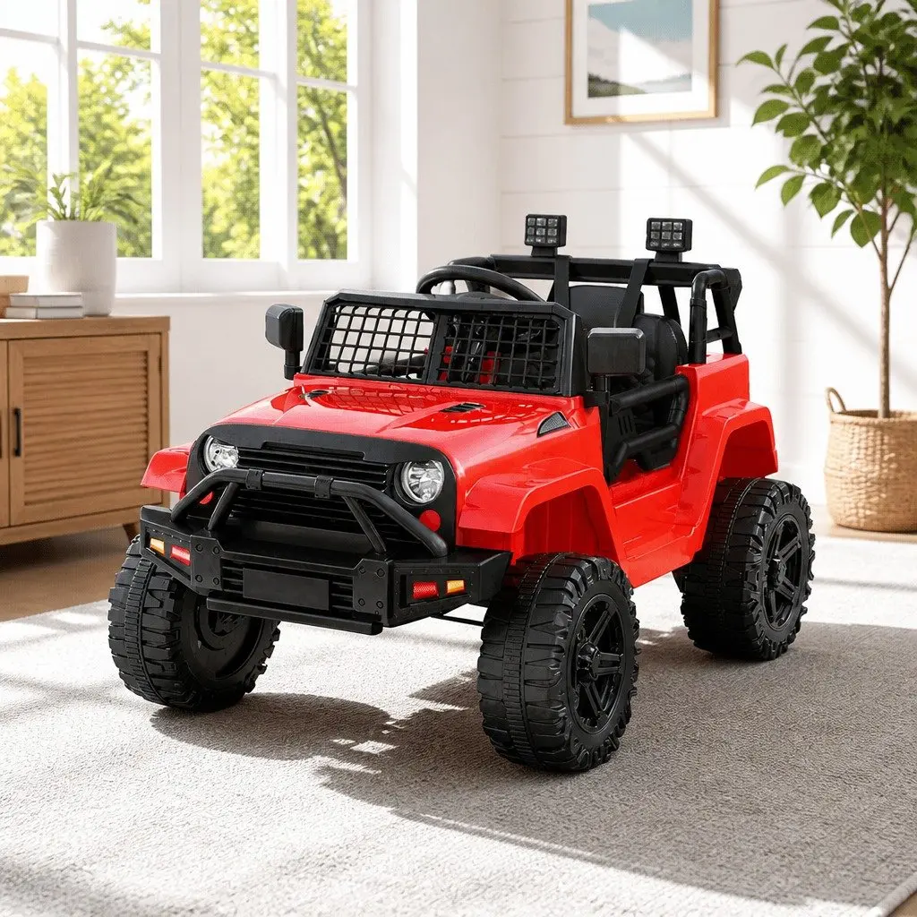 Electric Ride On Jeep Car 12V Red with Remote Control Pedal Steering Wheel