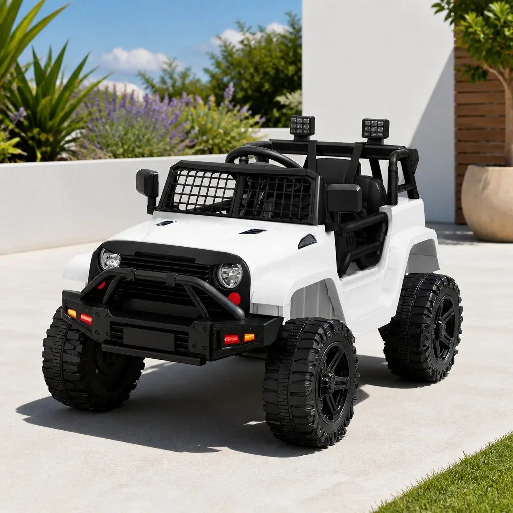 Kids Electric Ride On Jeep Car 12V Battery Operated with Remote Control White