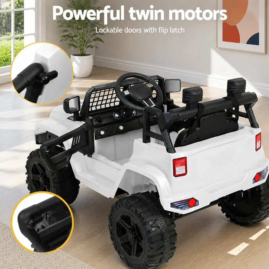 Kids Electric Ride On Jeep Car 12V Battery Operated with Remote Control White