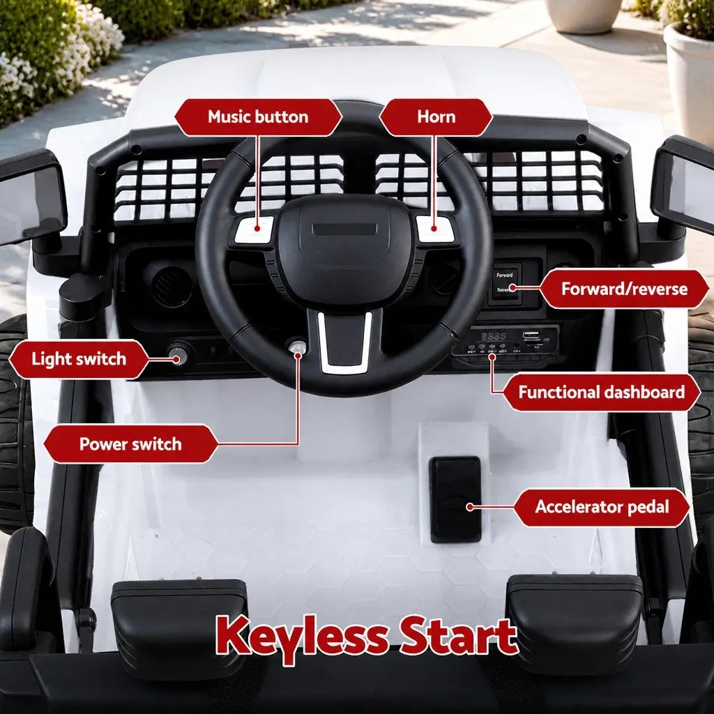 Kids Electric Ride On Jeep Car 12V Battery Operated with Remote Control White