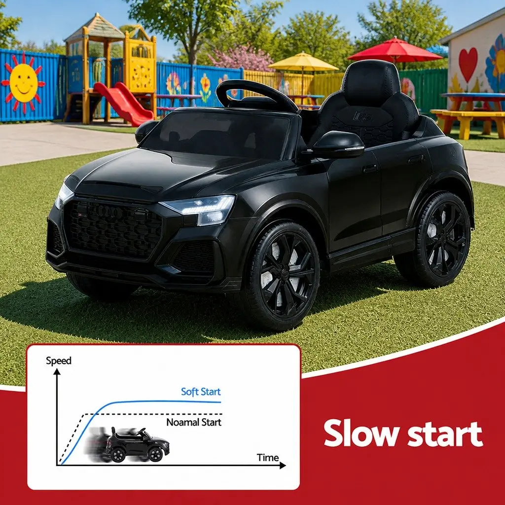Kids Ride On Car 12V Electric Toy Black Remote Control Steering Wheel Pedal