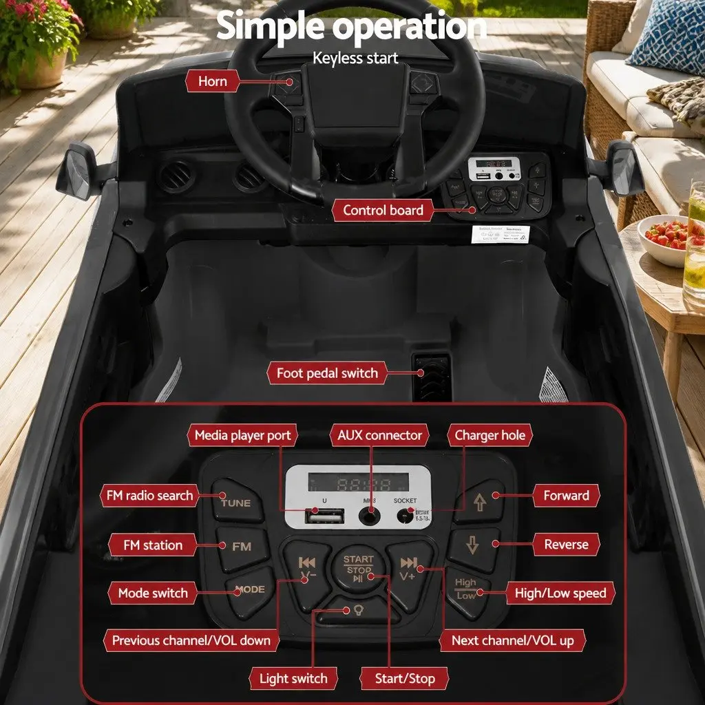 Kids Electric Ride On Car Remote Control Black 12V Tacoma Jeep