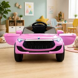 Kids Electric Ride On Car 12V Pink Toy with Remote Control Headlight Music