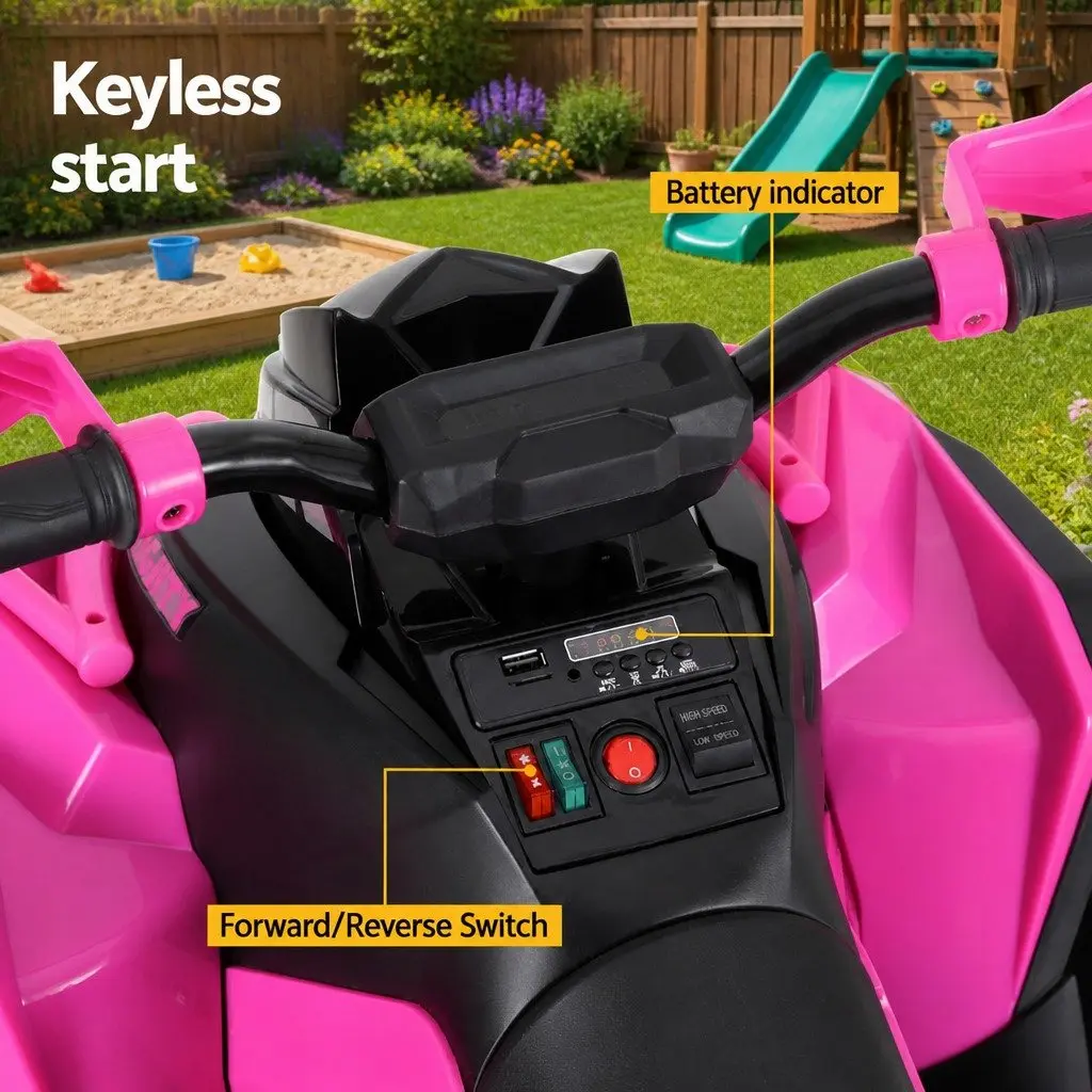 Kids Ride On ATV Electric Toy Dual Motor 12V Pink