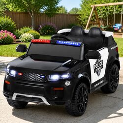 Kids Electric Ride On Police Car 12V Battery Powered Remote Control Toy Black