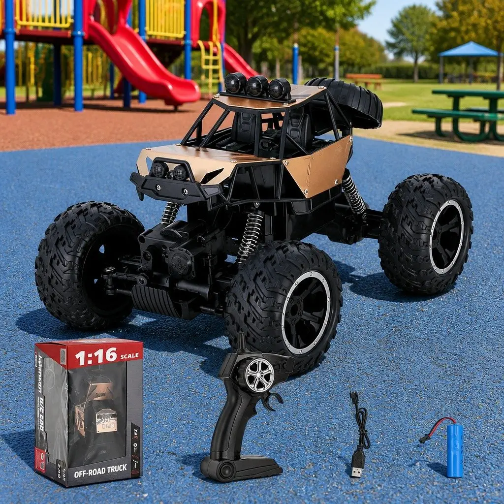Kids Remote Control Car 4WD Off-Road Truck Electric Vehicle Toy 1:16 Scale