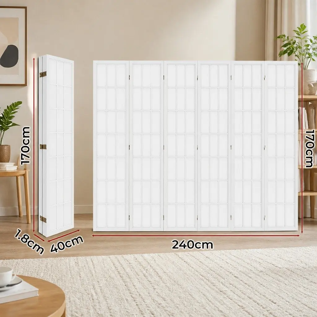 6 Panel Room Divider Freestanding Folding Screen 170cm