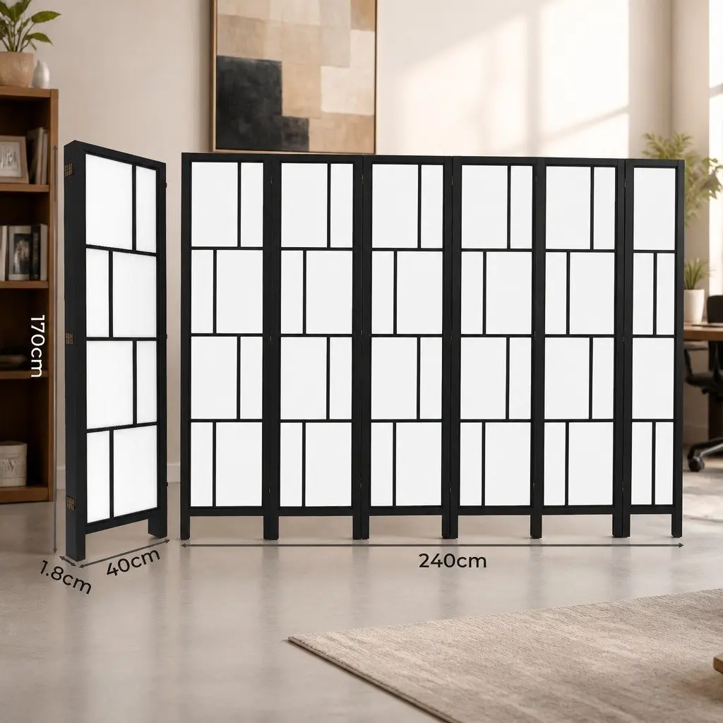 6 Panel Folding Room Divider Freestanding 170cm Privacy Partition
