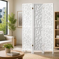 3 Panel Room Divider Screen 122x170cm White Folding Privacy Space Partition