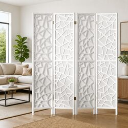 4 Panel Room Divider Screen 162x170cm White Folding Privacy Space Partition