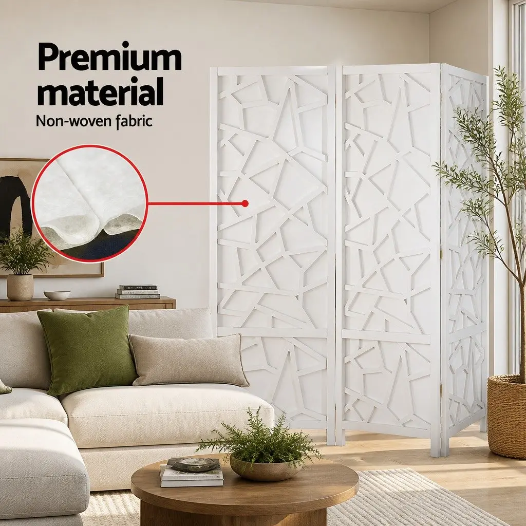 4 Panel Room Divider Screen White Folding Privacy Space Partition 162x170cm
