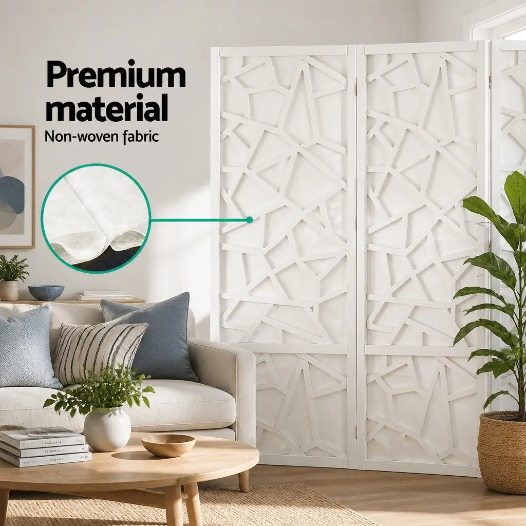 6 Panel Room Divider Screen White Foldable 244x170cm