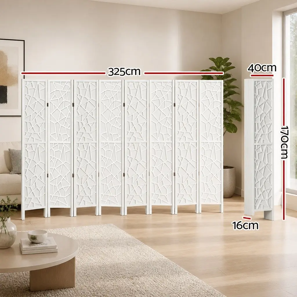 Folding Privacy Partition Room Divider Screen White 8 Panel 325x170cm