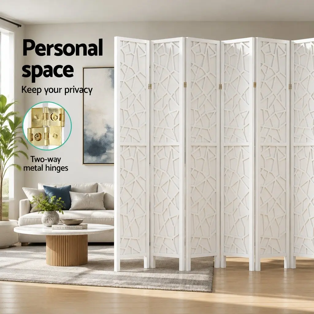 Folding Privacy Partition Room Divider Screen White 8 Panel 325x170cm