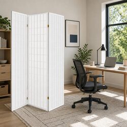 3 Panel Room Divider Screen 130x178cm Foldable Privacy Space Partition White