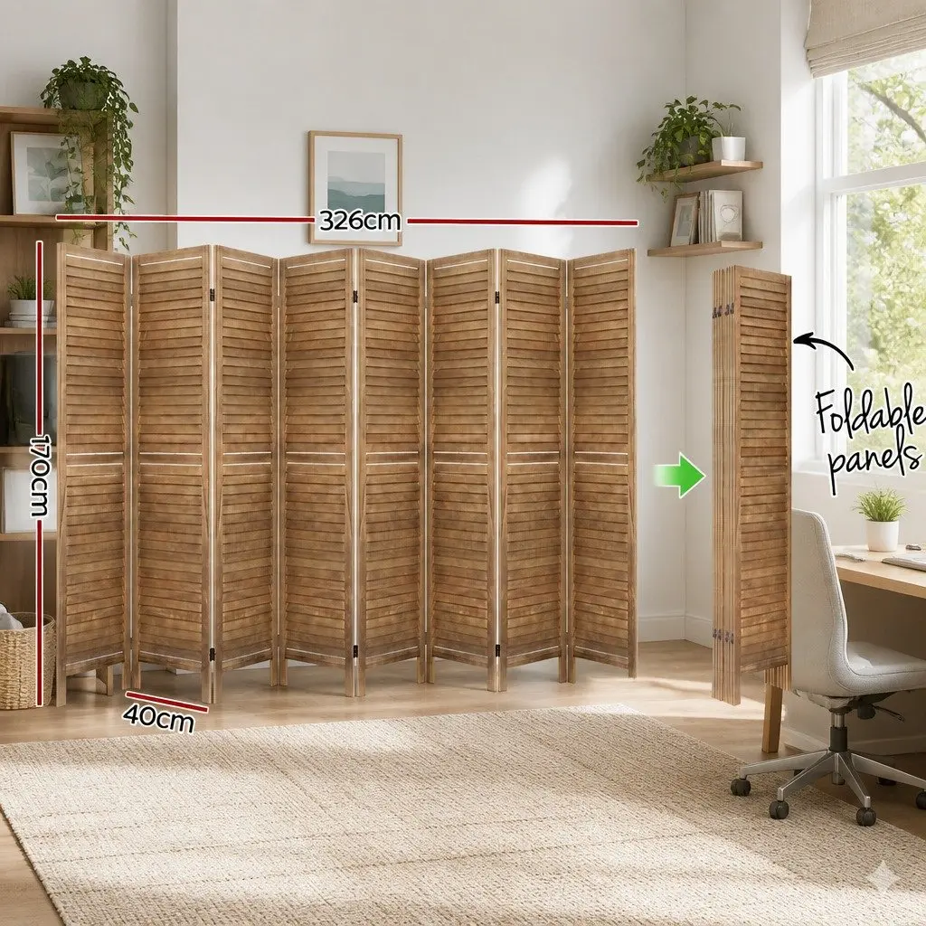 8-Panel Room Divider for Privacy